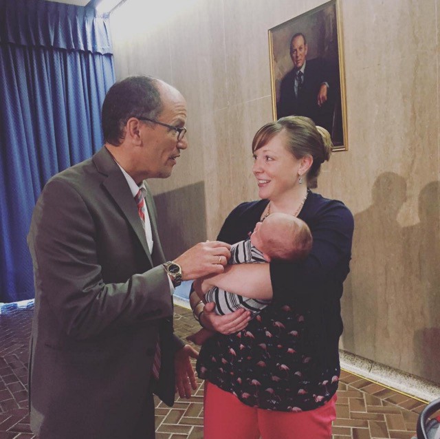 Secretary of Labor Tom Perez with Melanie Fonder Kaye and Baby Cooper!